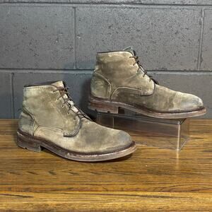 Untamed Street ‘Lennox’ Distressed Suede Boots Dark Moss Size 45 (US 12)